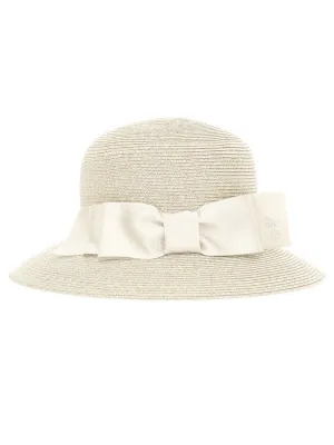 MONNALISA Raffia ecru hat for girl with ribbon-17A003