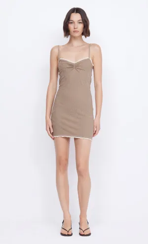 NAELLE KNIT MINI DRESS - TAUPEE