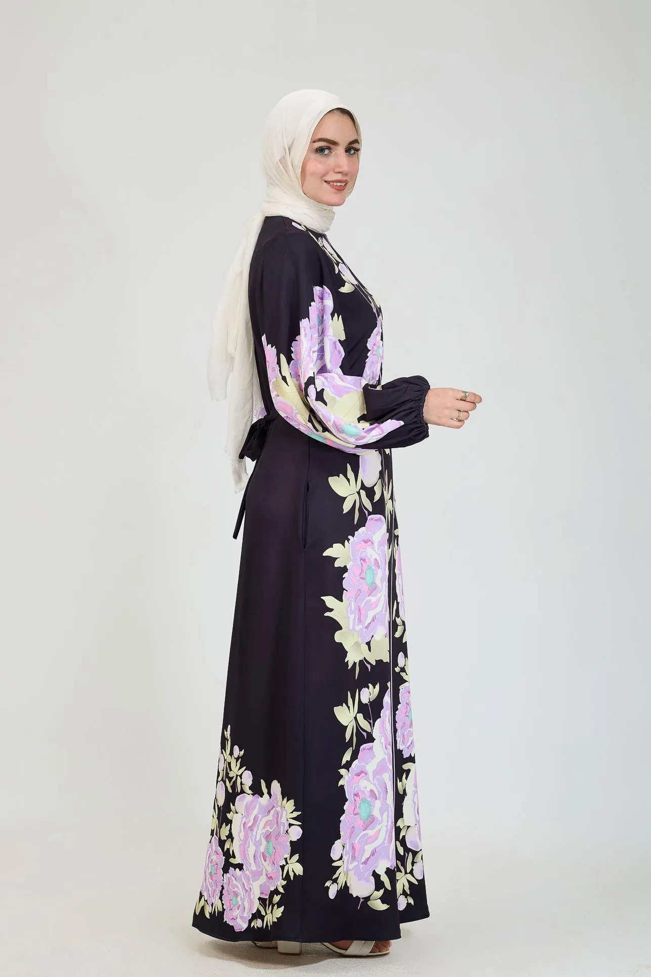 Namira Floral Elegance Modesty Dress in Durable Crepe