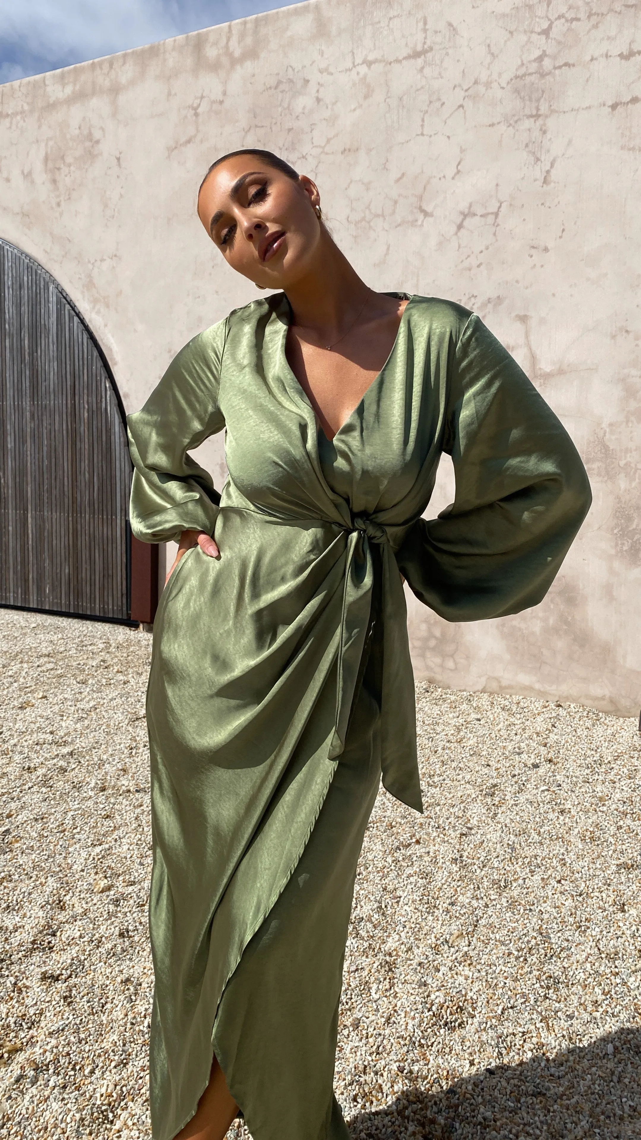 Naomi Long Sleeve Maxi Dress - Olive