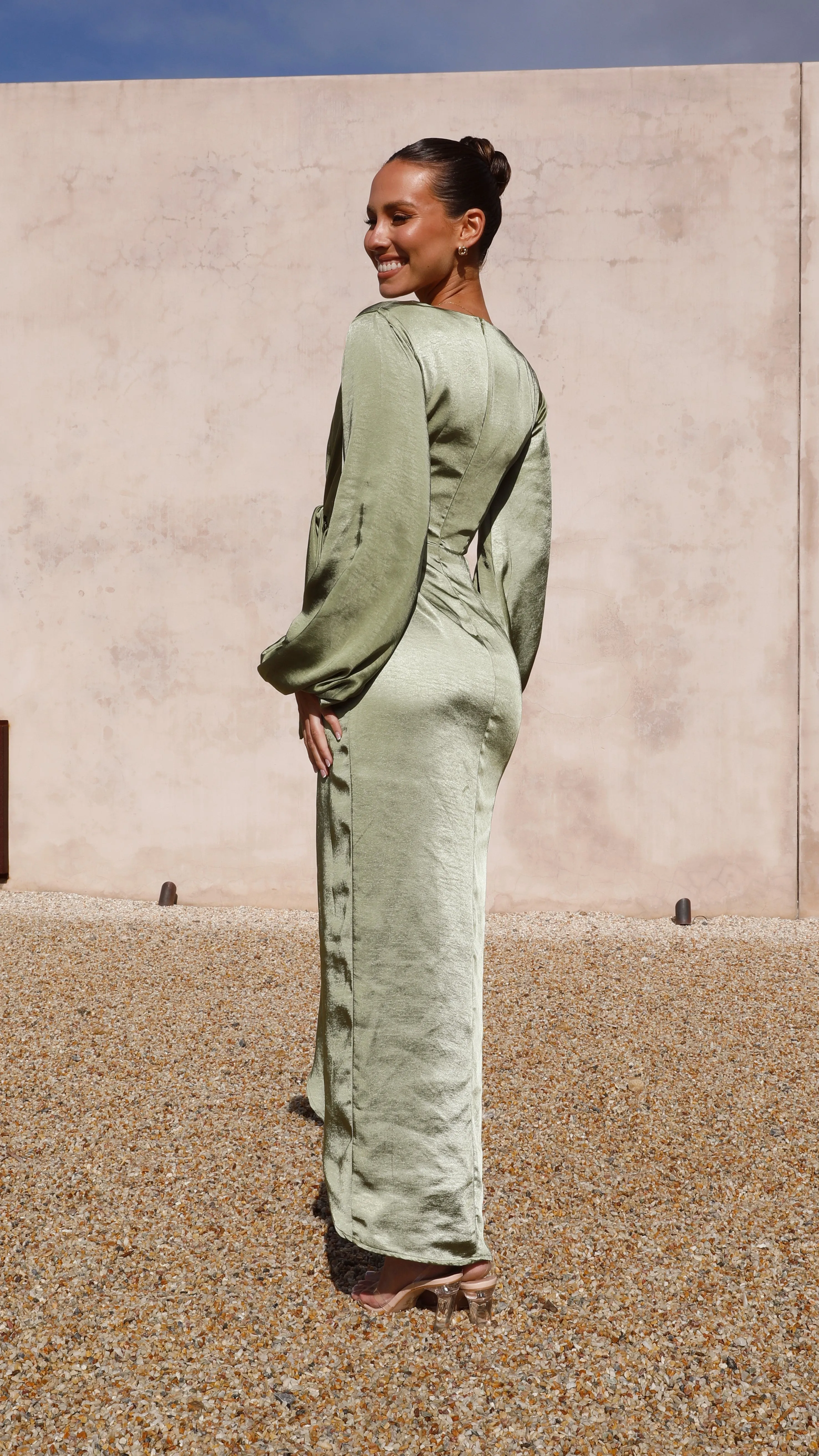 Naomi Long Sleeve Maxi Dress - Olive