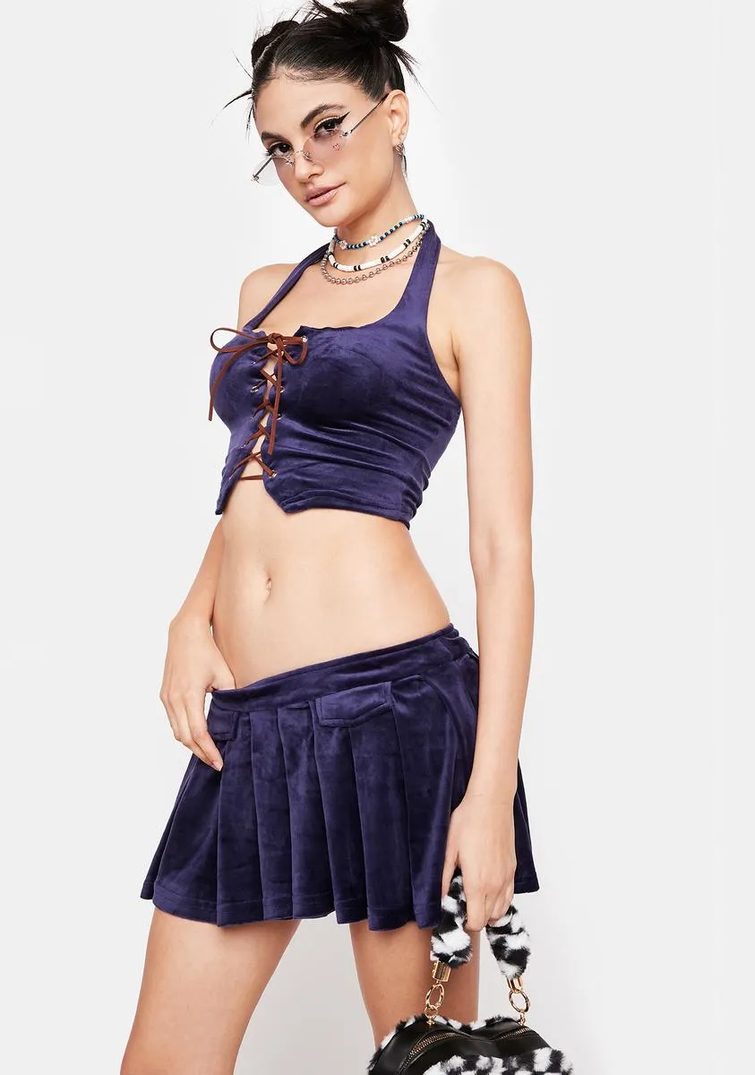 Navy Along For The Ride Skirt Set