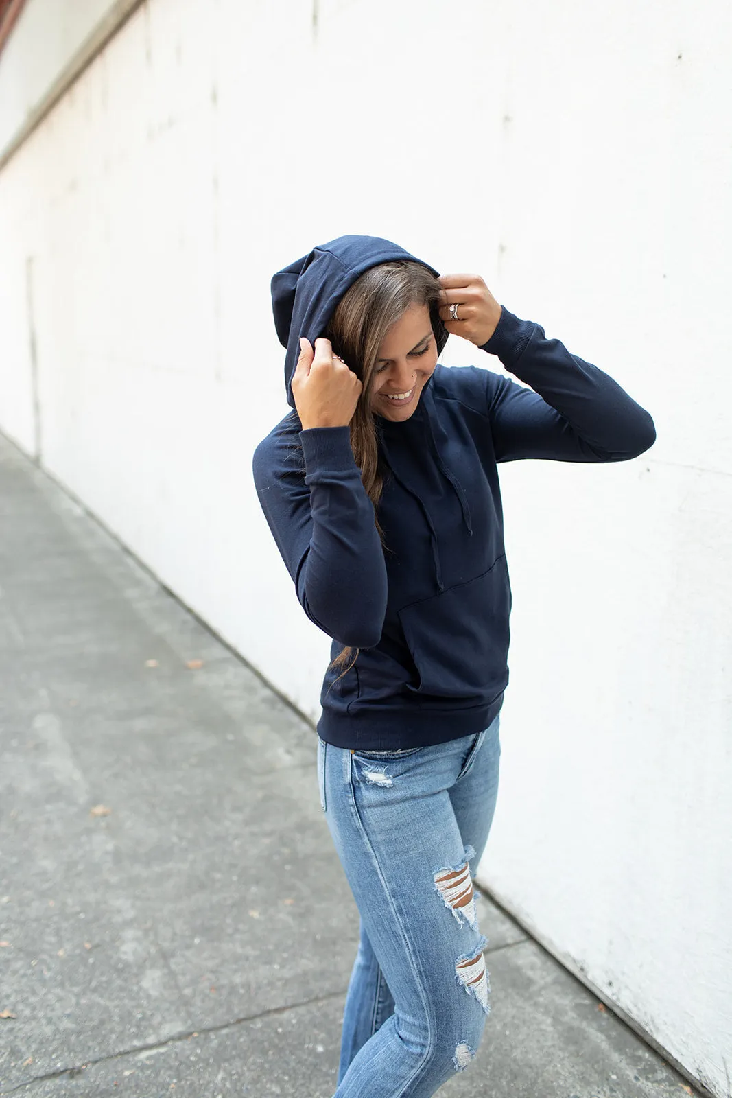 Navy Blue Lightweight Hoodie (SM-2X)