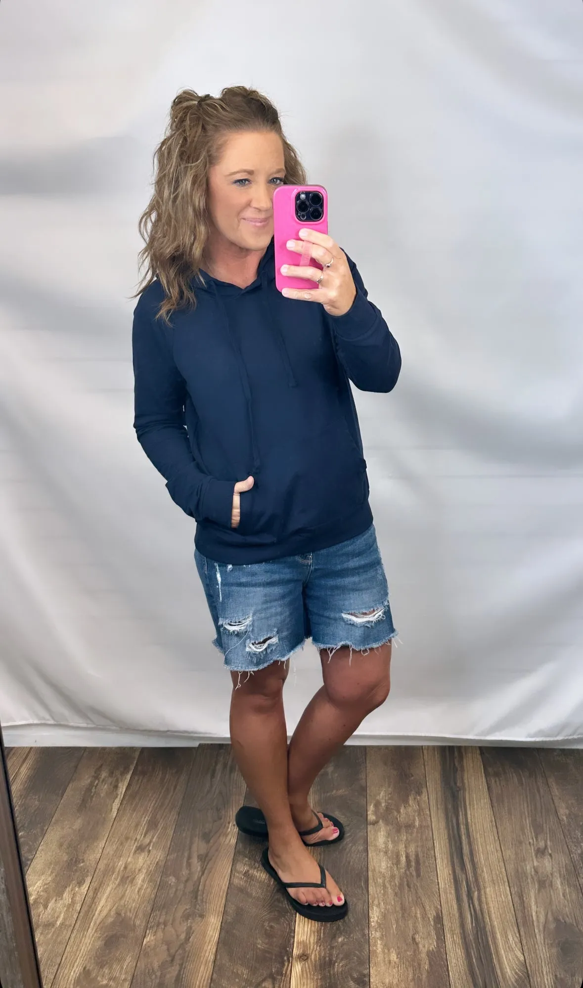 Navy Blue Lightweight Hoodie (SM-2X)