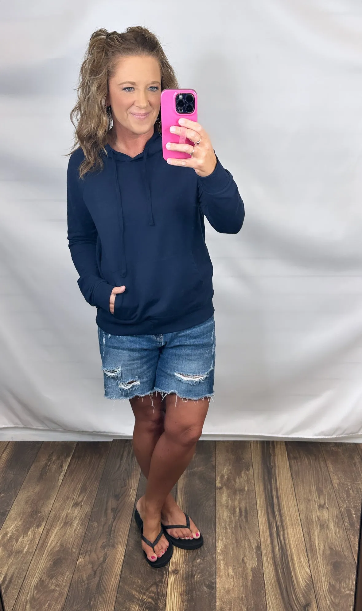 Navy Blue Lightweight Hoodie (SM-2X)