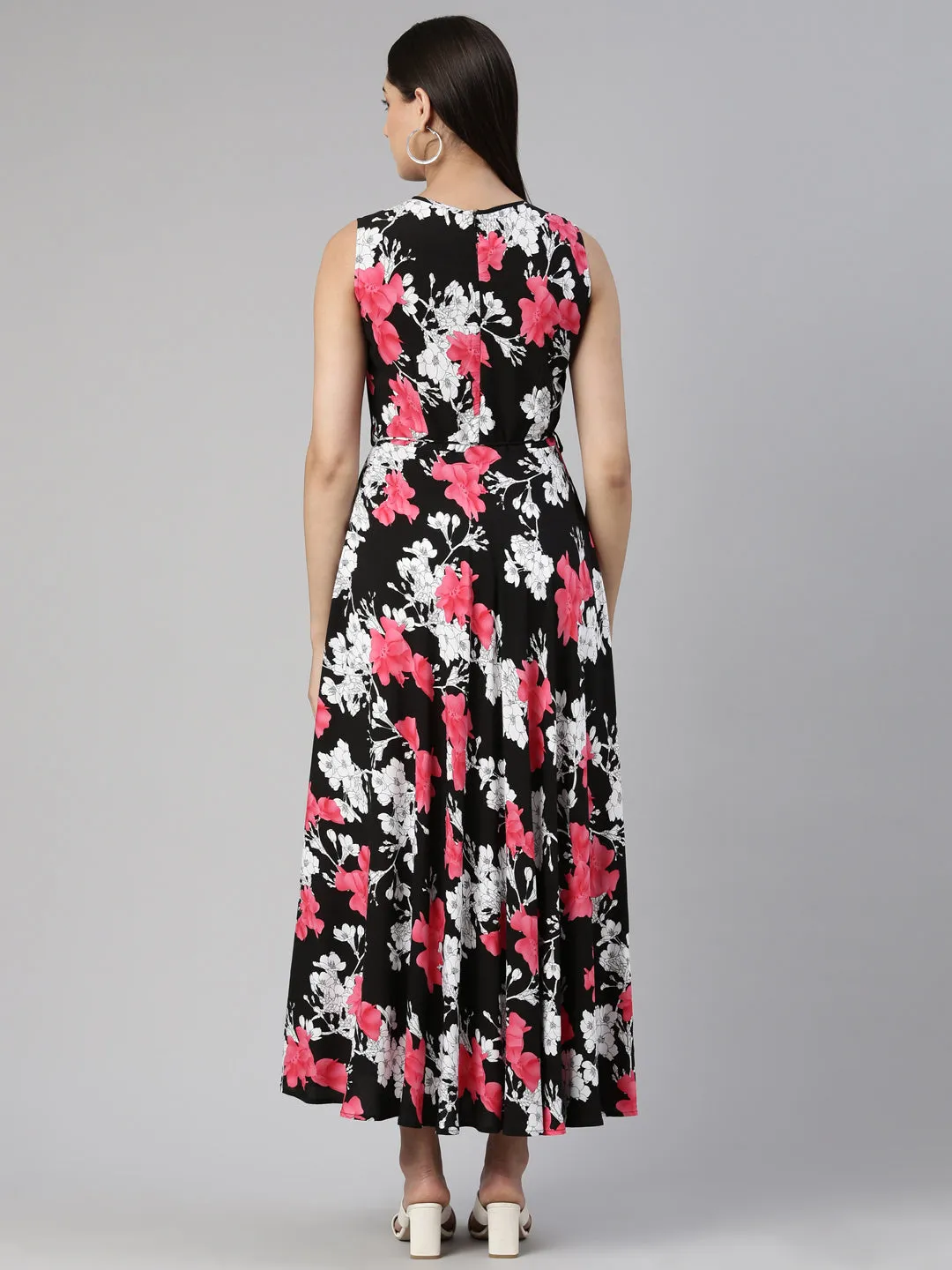 Neeru's Black Anarkali Straight Crepe Kurtas