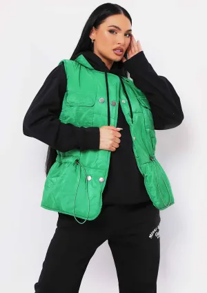 Nelly Green Padded Toggle Detail Gilet
