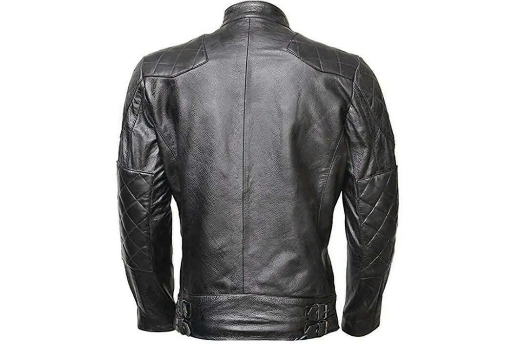 New Men's Genuine Lambskin Black Leather Biker Jacket Inspired by David Beckham
