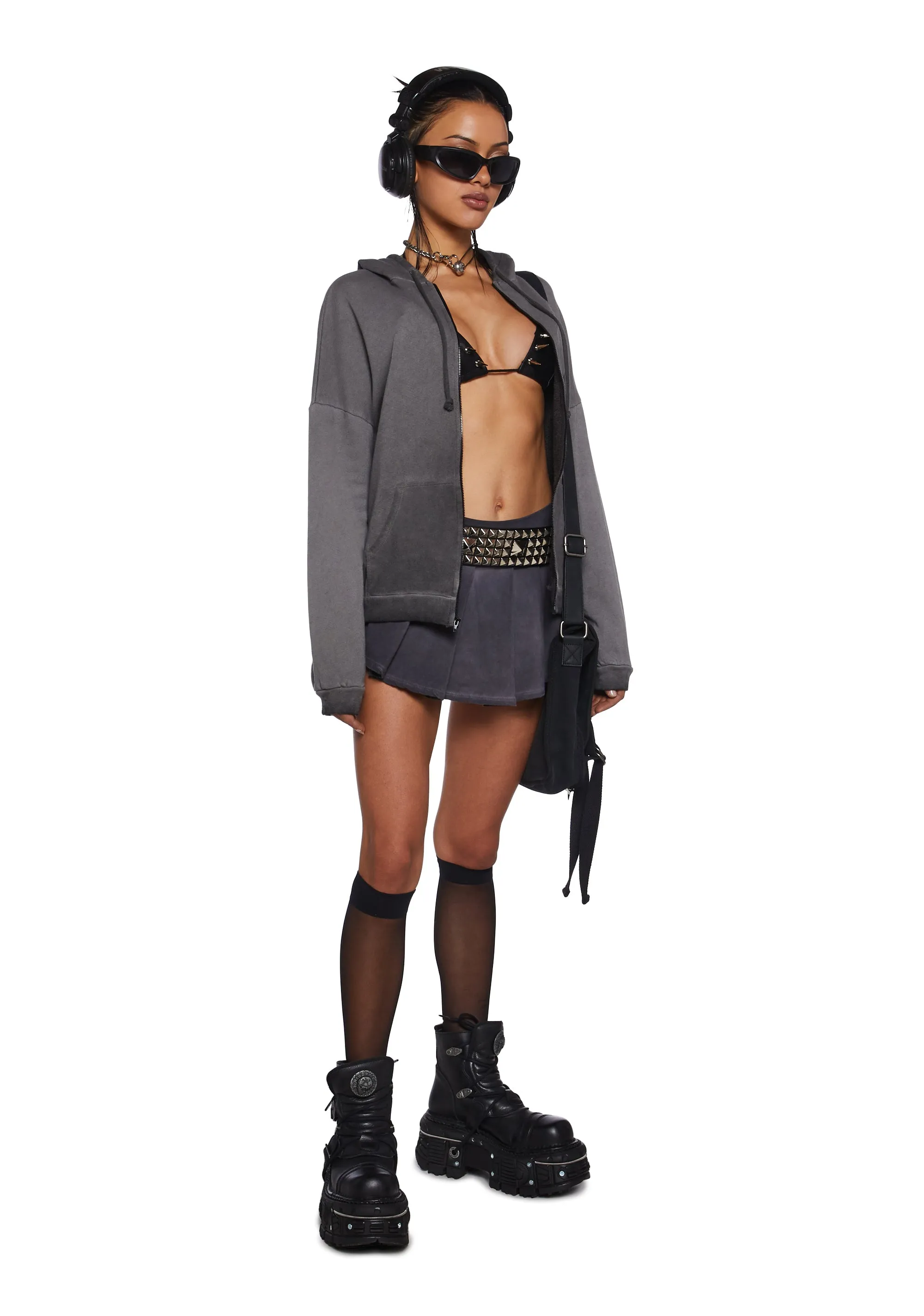 Off Beat Hoodie And Skirt Set