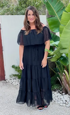 Off Shoulder Dot Maxi