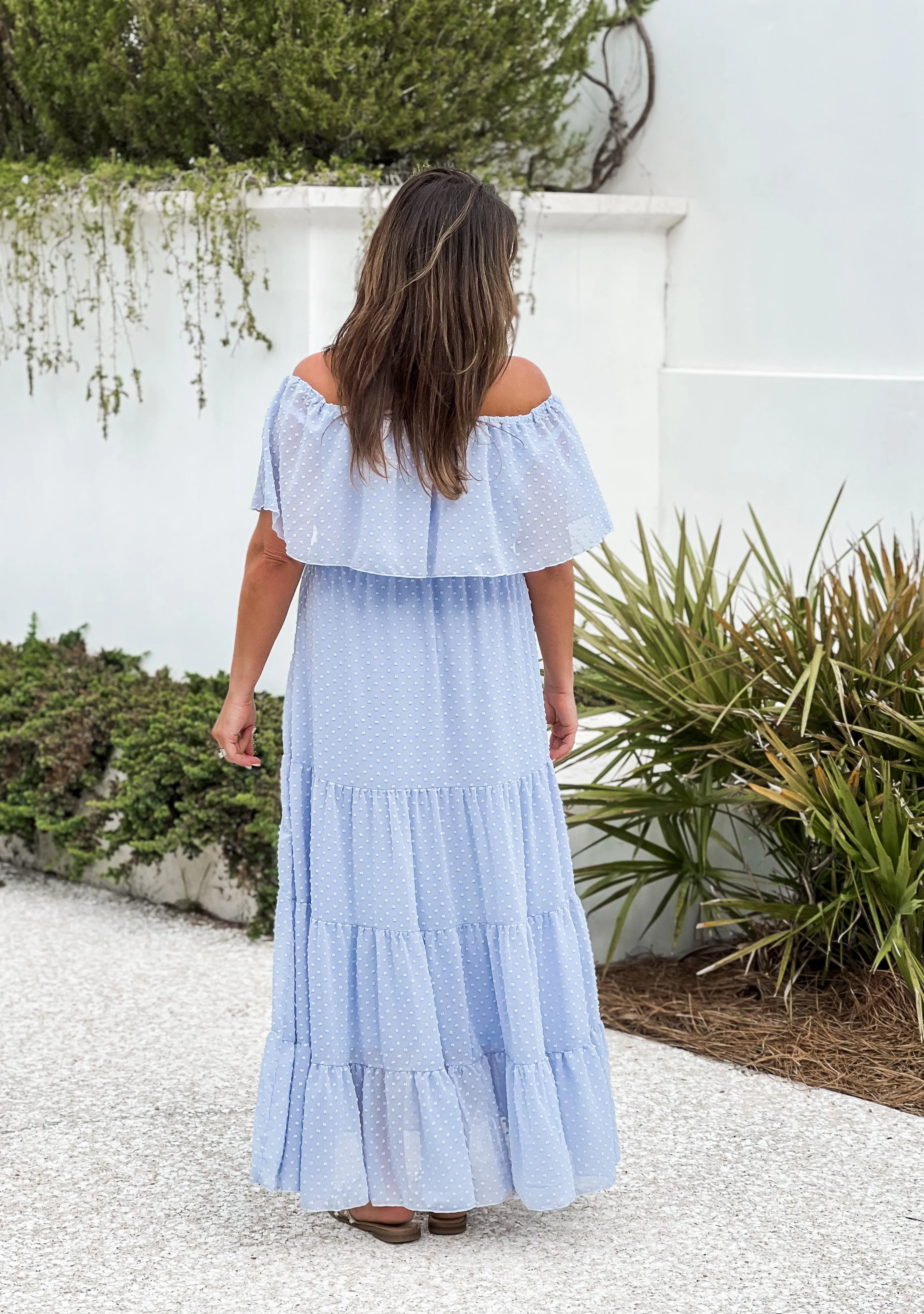 Off Shoulder Dot Maxi