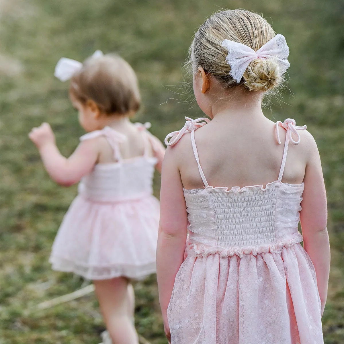 oh baby! Dotted Mesh Pointelle Ballet Dress - Pale Pink