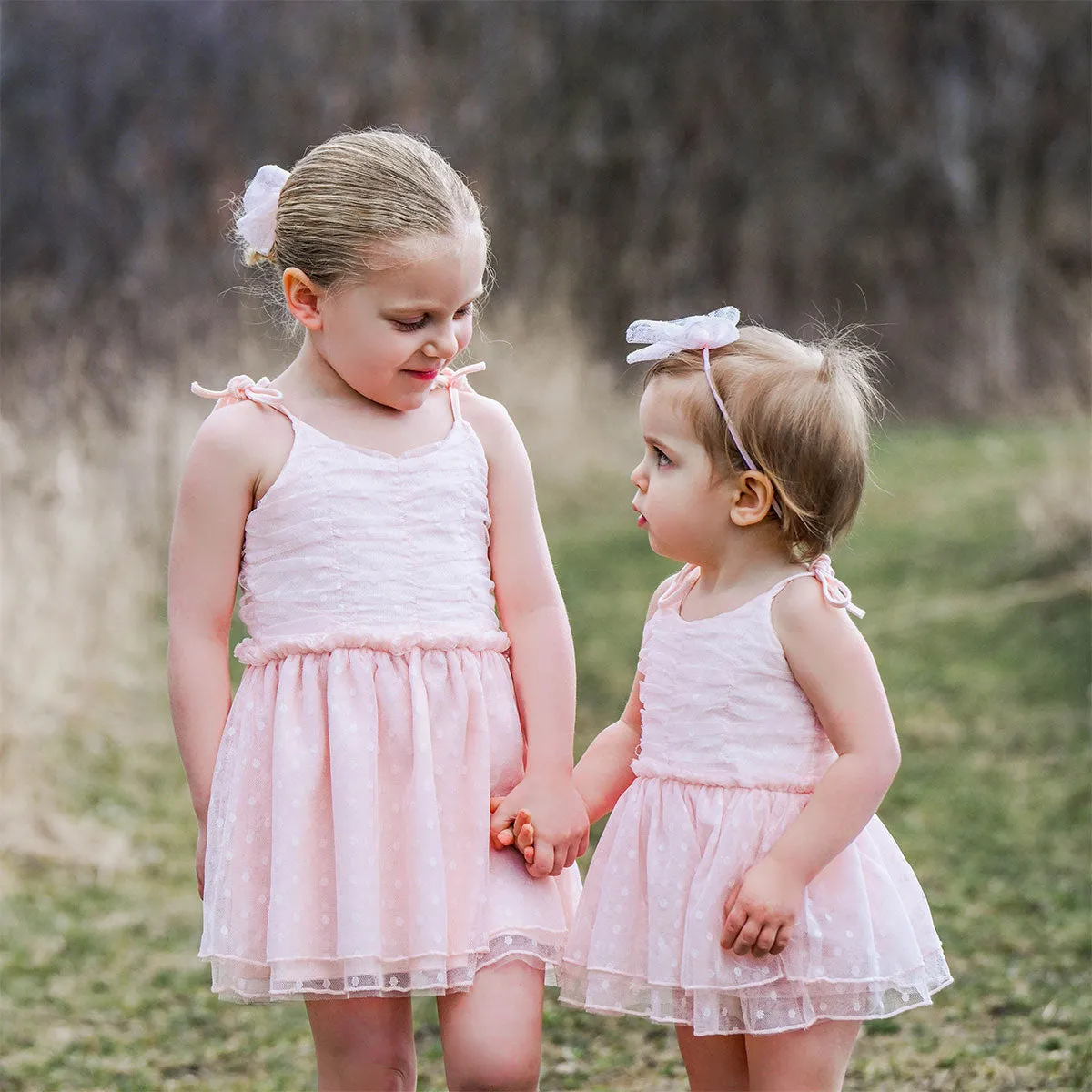 oh baby! Dotted Mesh Pointelle Ballet Dress - Pale Pink