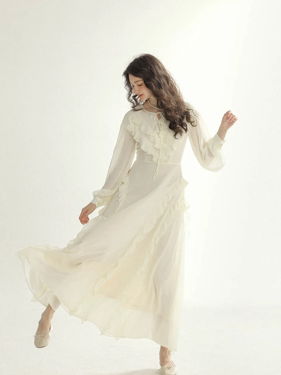 Olivia ruffle long dress