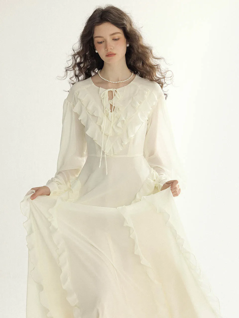 Olivia ruffle long dress