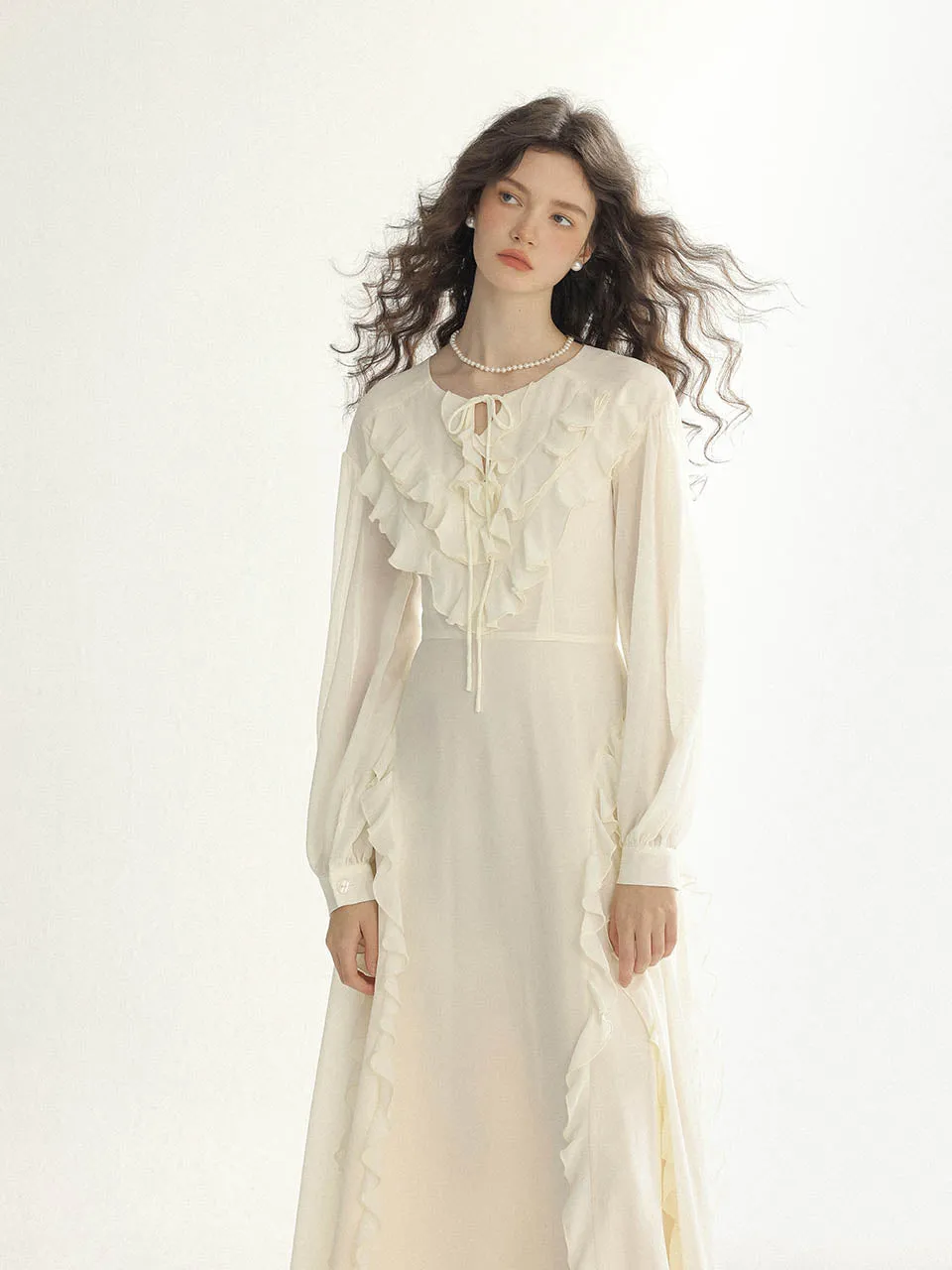 Olivia ruffle long dress