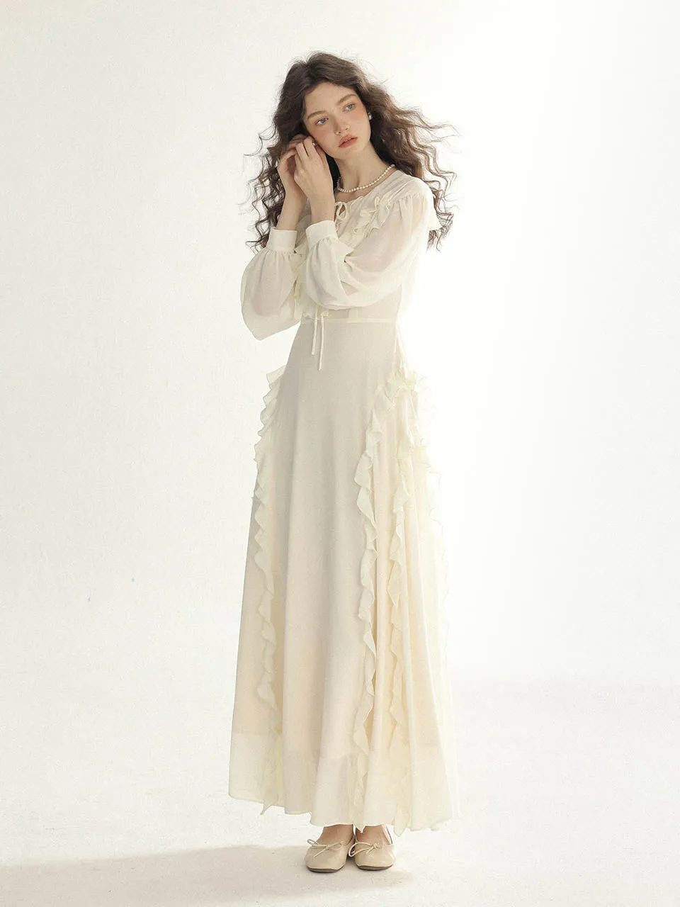Olivia ruffle long dress