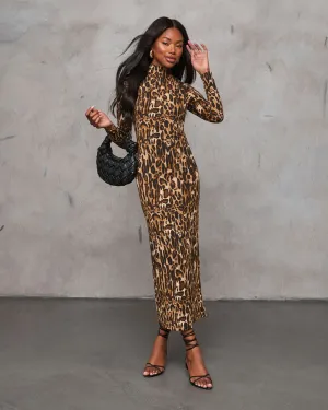 On the Prowl Leopard Print Bodycon Maxi Dress