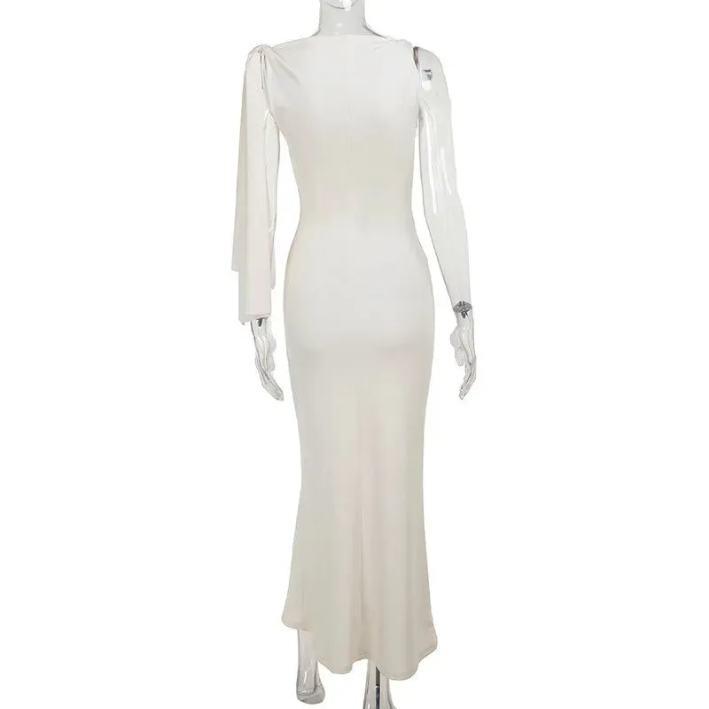One Shoulder Tie Charming Up Maxi Dress
