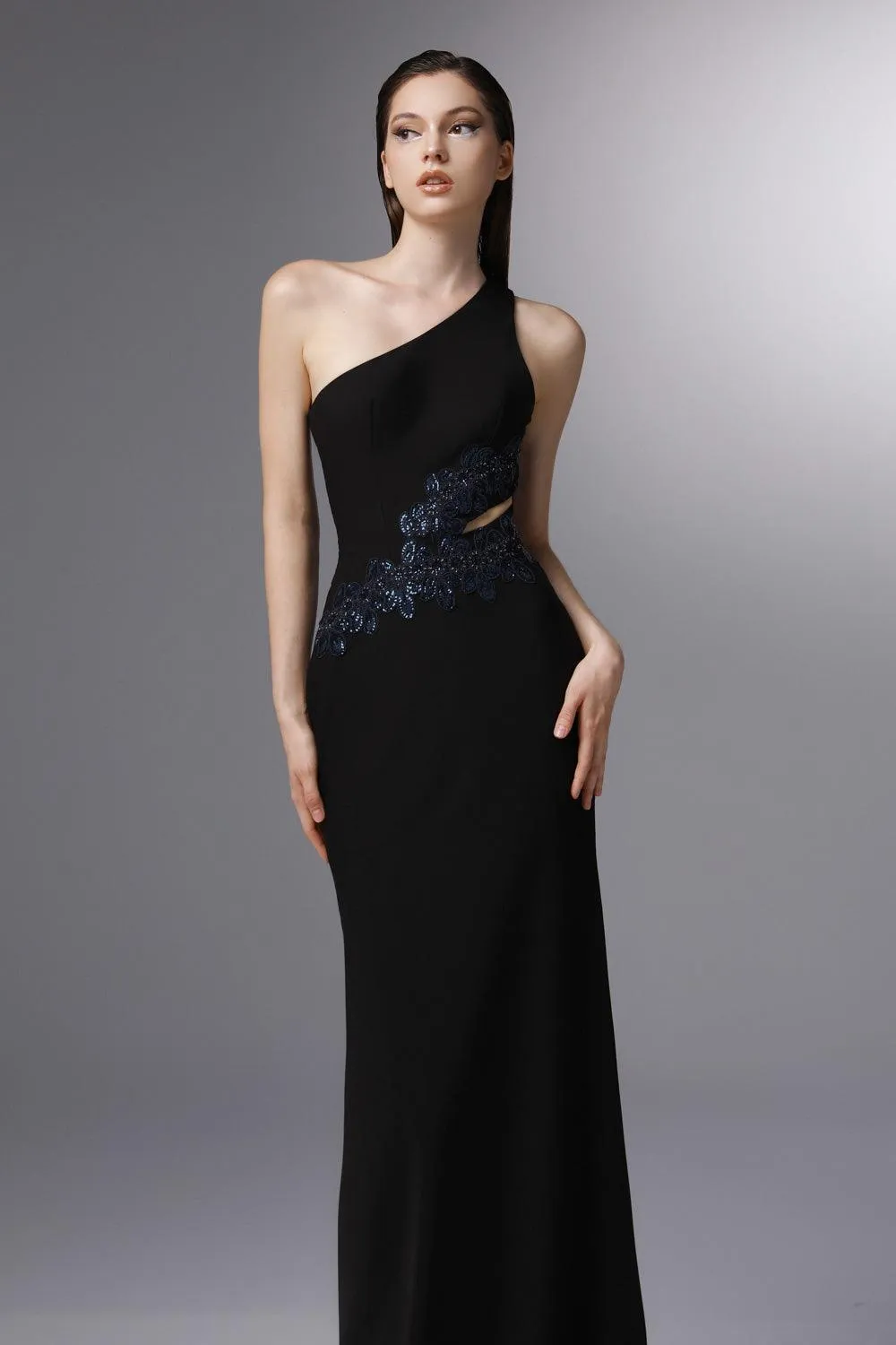 Orinoco Sheath One Shoulder Wool Cotton Floor Length Dress