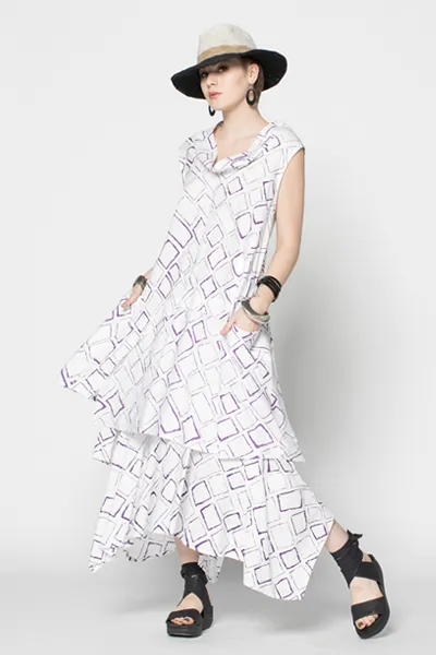 Oslo Dress in Purple Carre Carnaby