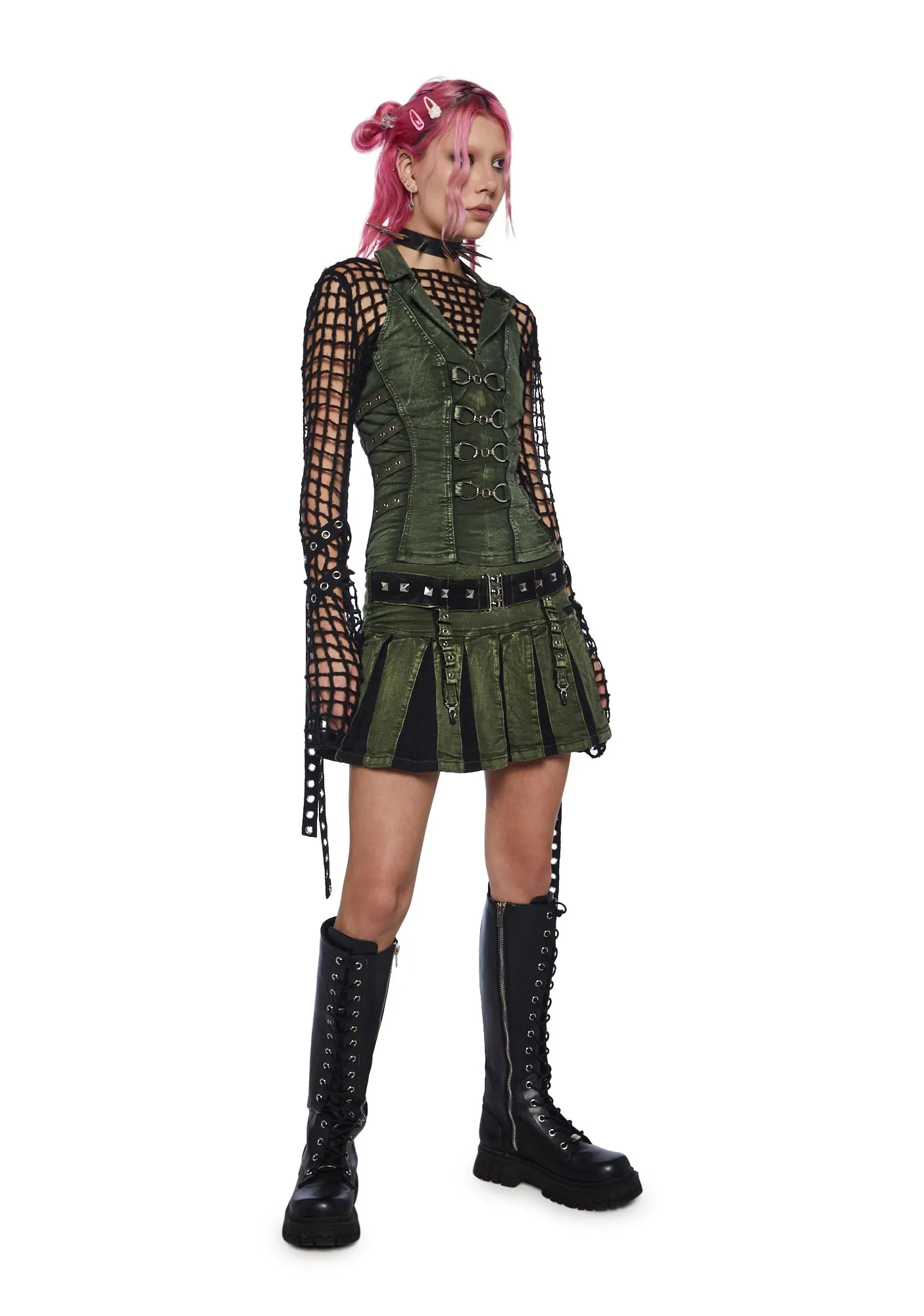 Peace Pleated Skirt - Green
