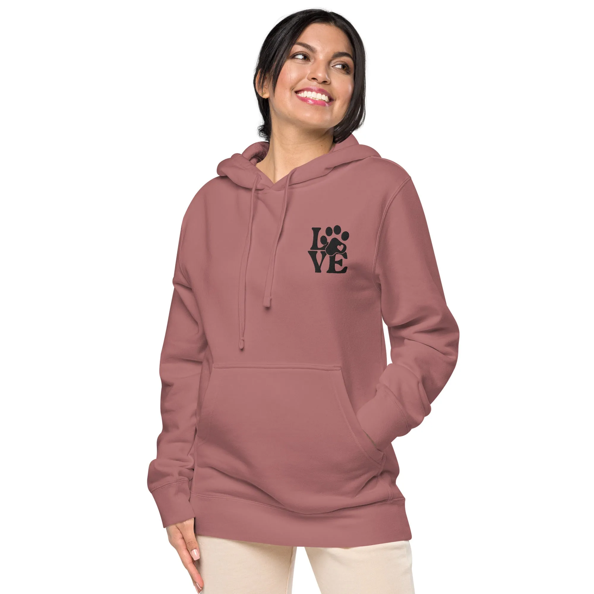 Pet Lovers Love Paw Design Unisex Pigment-Dyed Hoodie