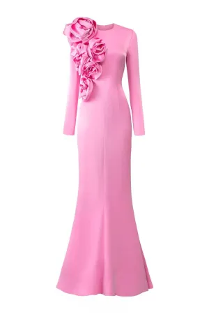 Phantasm Trumpet Long Sleeved Silk Floor Length Dress