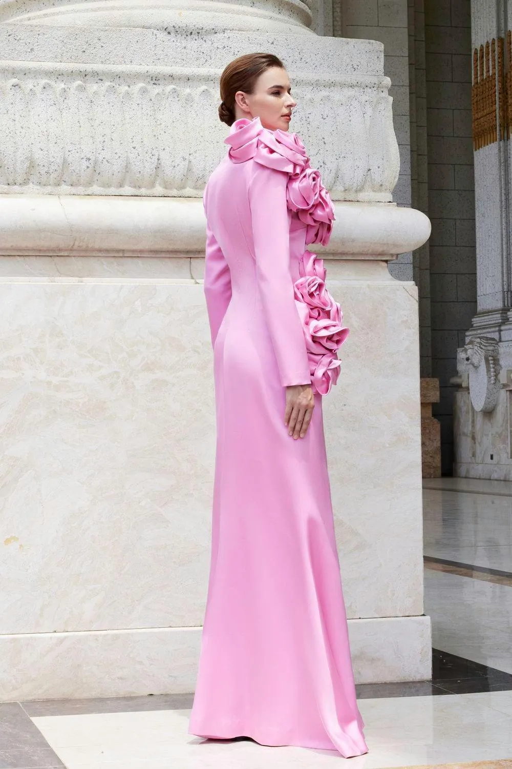 Phantasm Trumpet Long Sleeved Silk Floor Length Dress