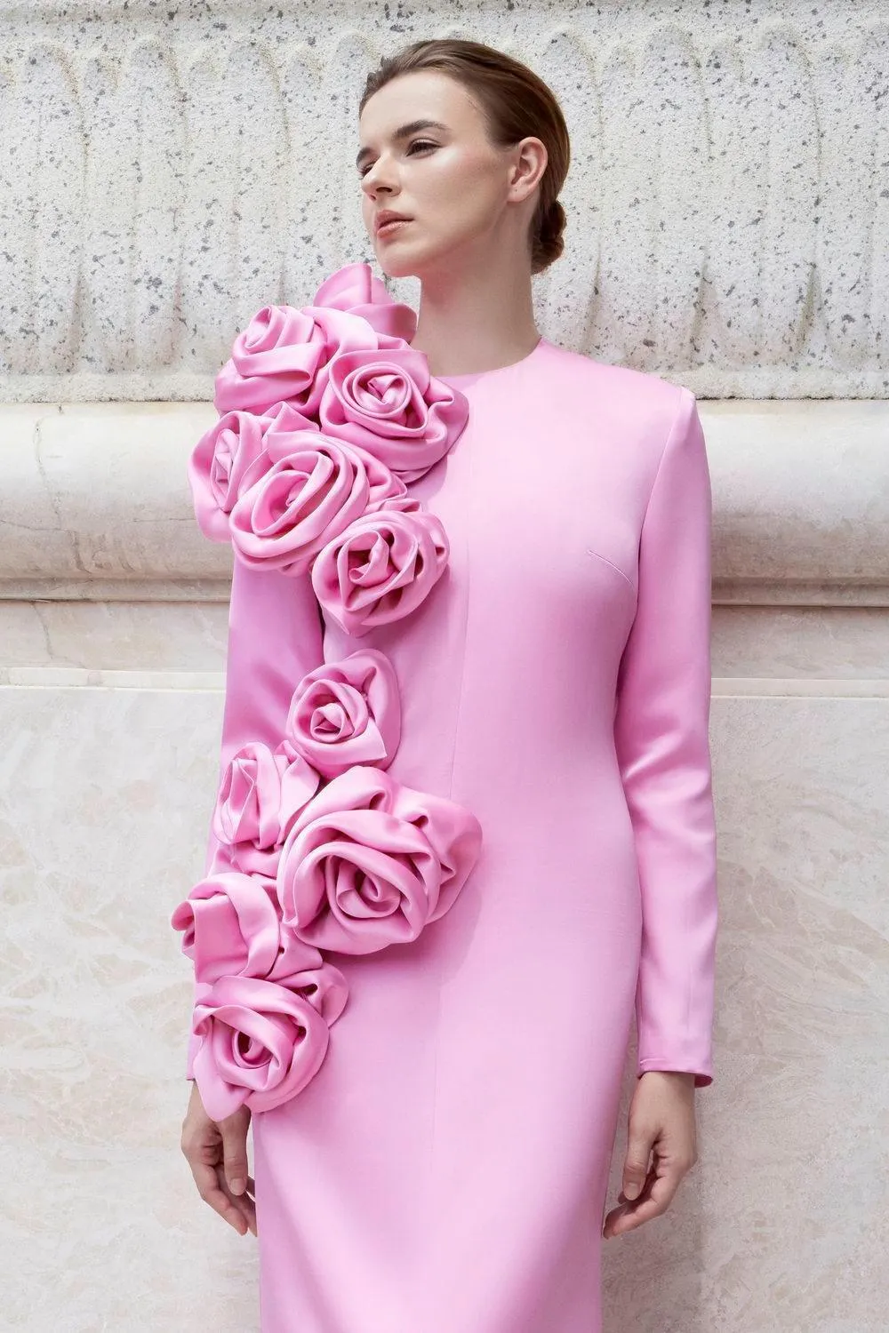 Phantasm Trumpet Long Sleeved Silk Floor Length Dress