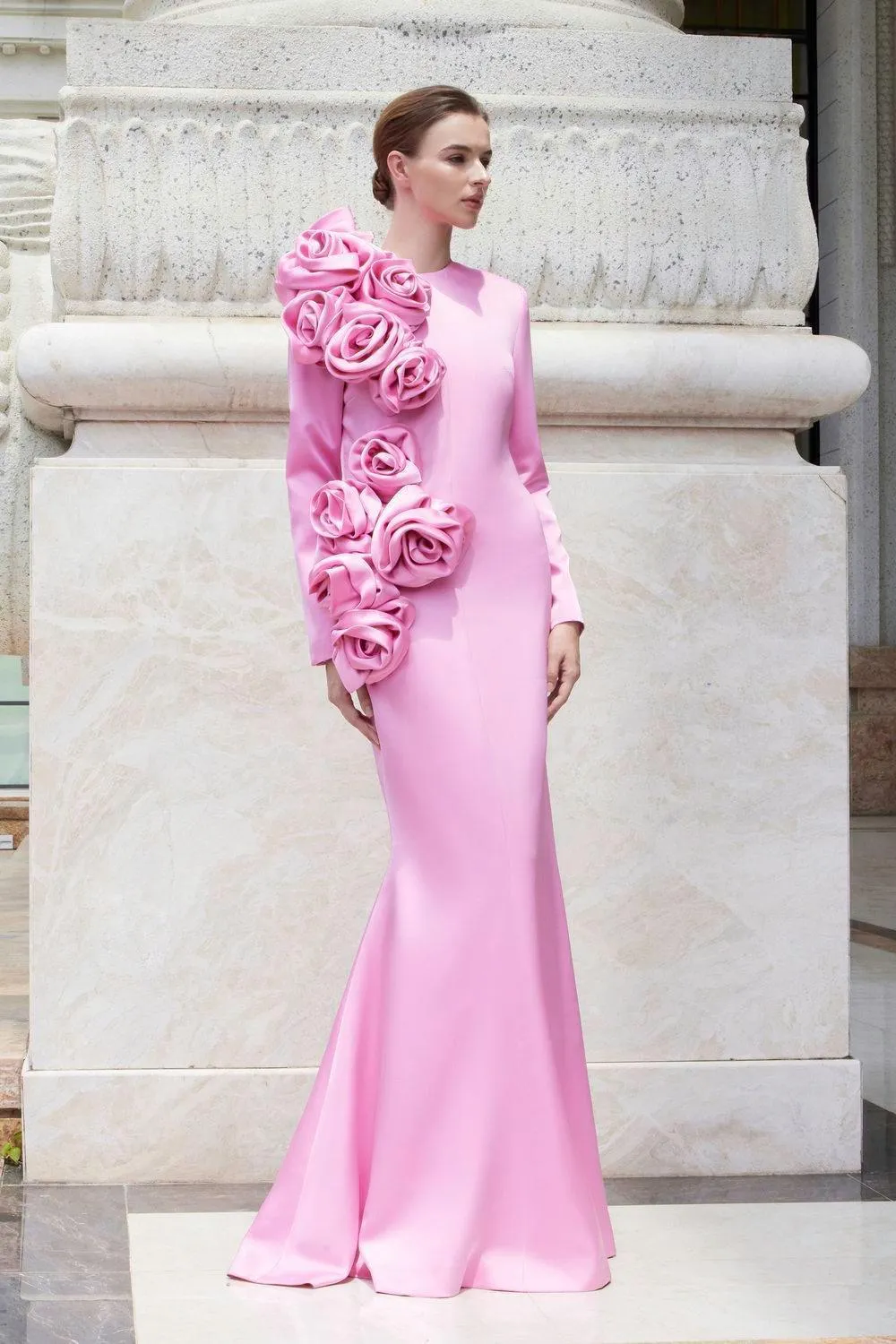 Phantasm Trumpet Long Sleeved Silk Floor Length Dress