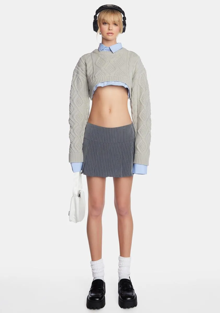 Pinstripe Grey Senona Mini Skirt