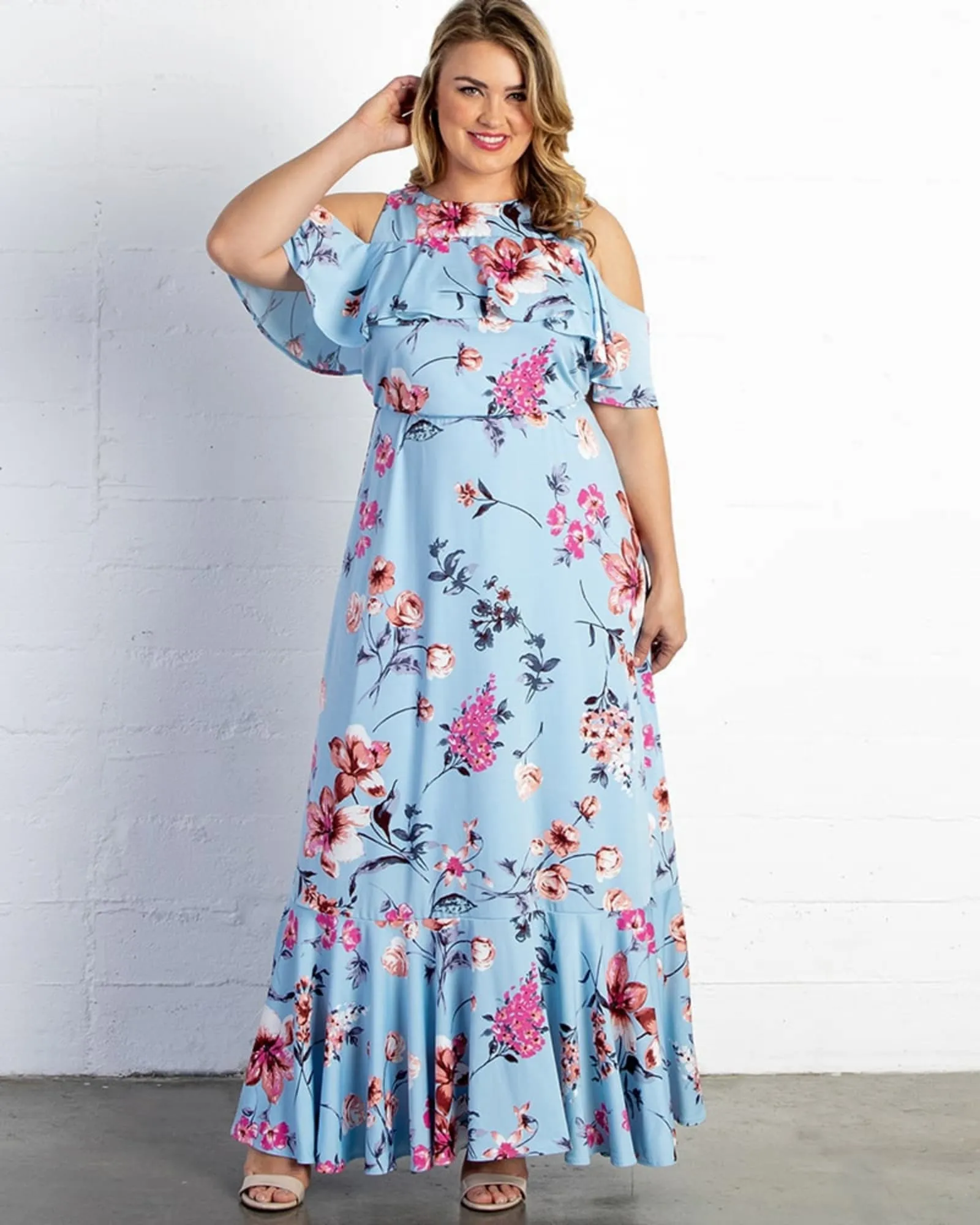 Piper Cold Shoulder Maxi Dress | BREEZY BLUE FLORALS