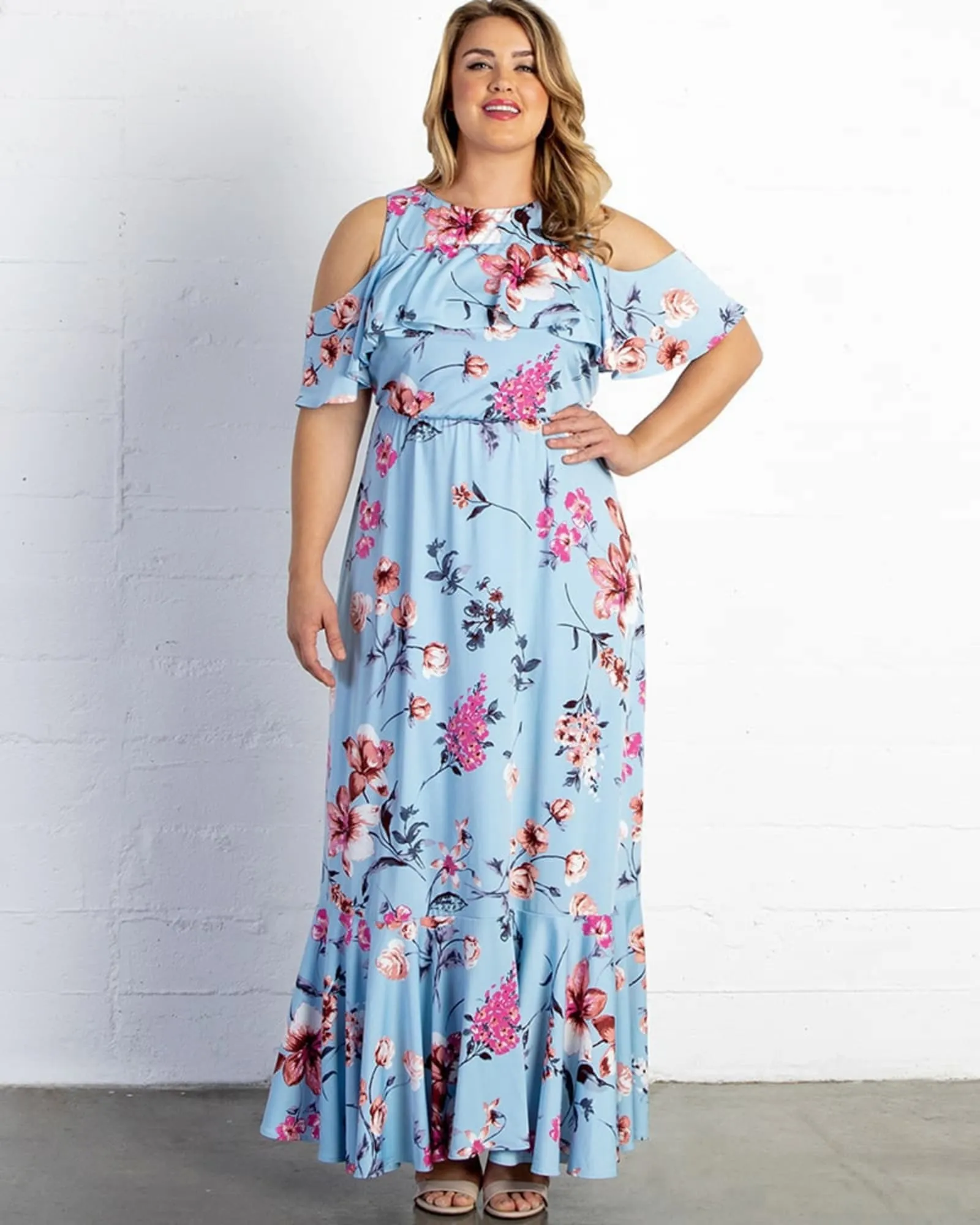 Piper Cold Shoulder Maxi Dress | BREEZY BLUE FLORALS