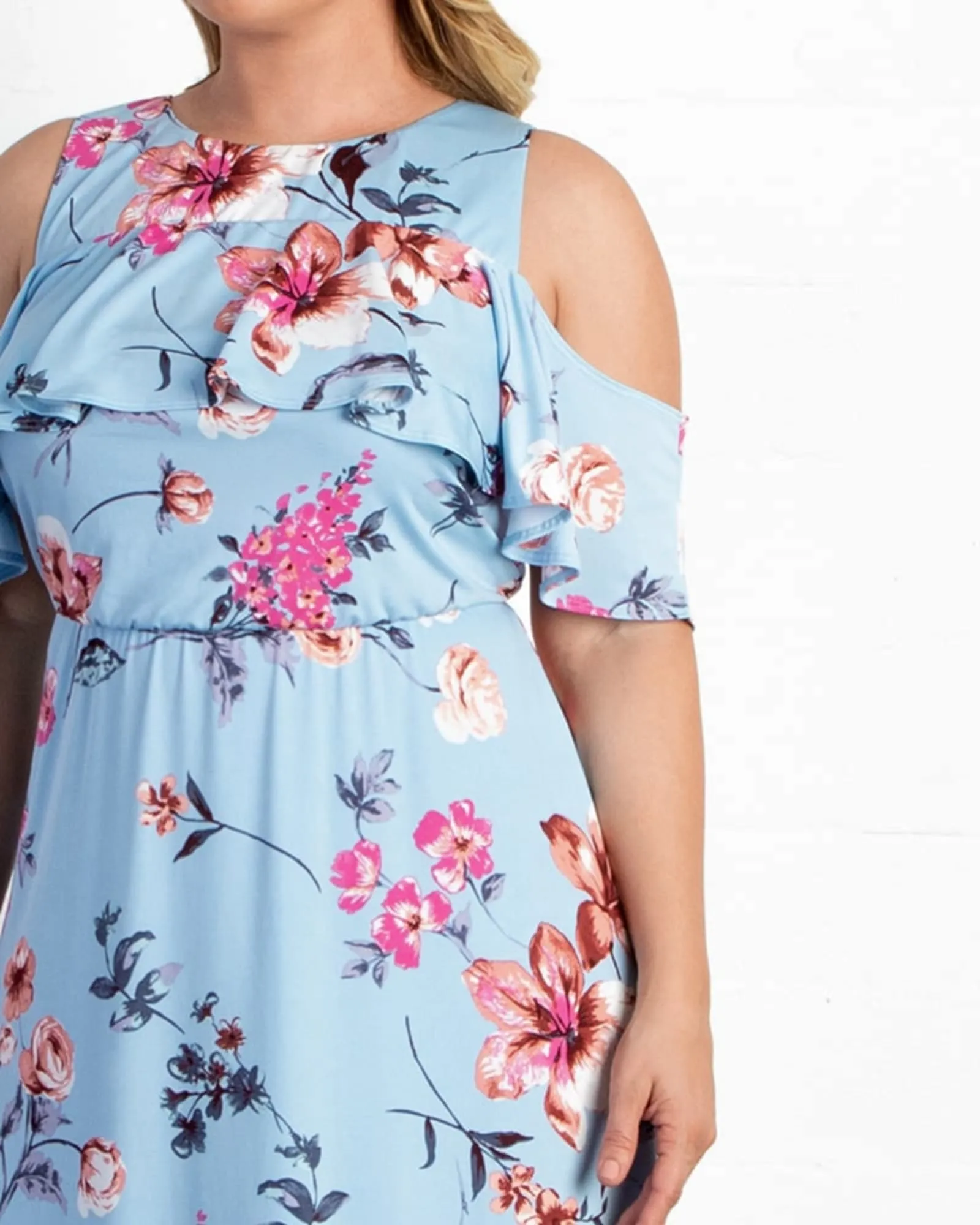 Piper Cold Shoulder Maxi Dress | BREEZY BLUE FLORALS