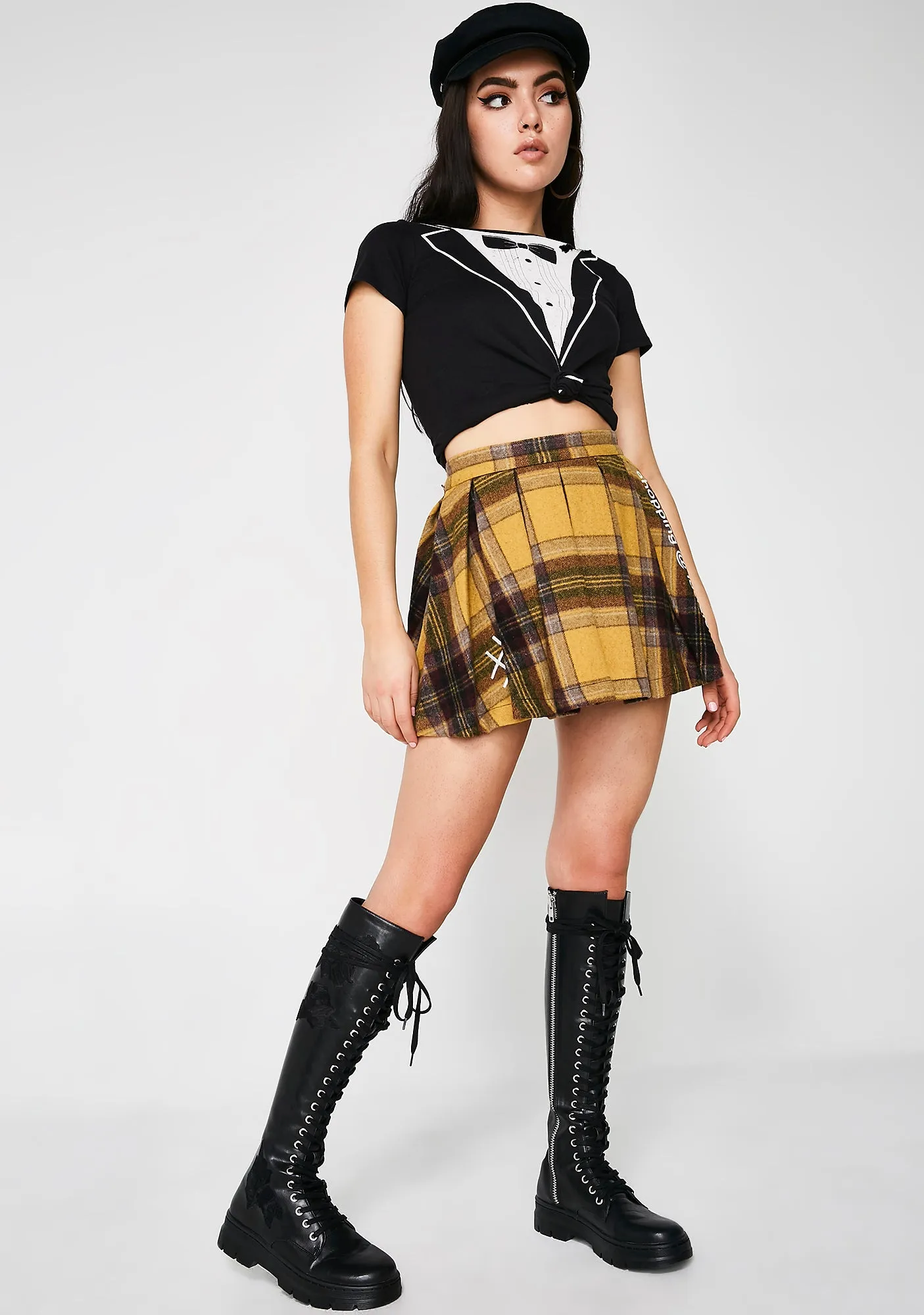 Plaid Mini Skater Skirt