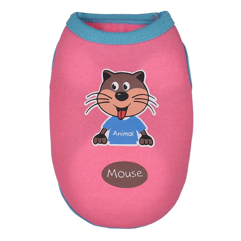 Playful Mouse Design Pink Summer Small Dog Tank Top