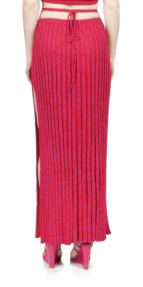 Pleated Knit Tie Skirt