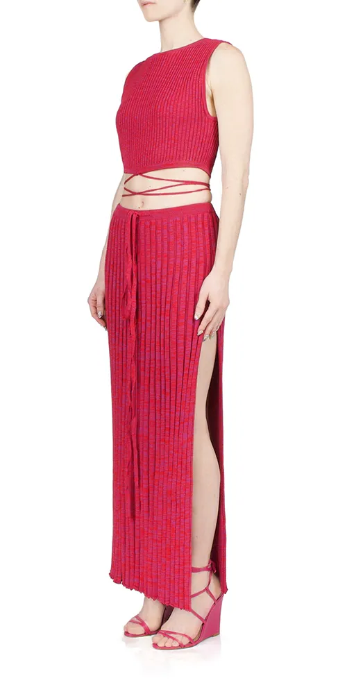 Pleated Knit Tie Skirt