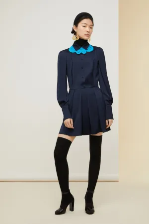 Pleated mini shirt dress