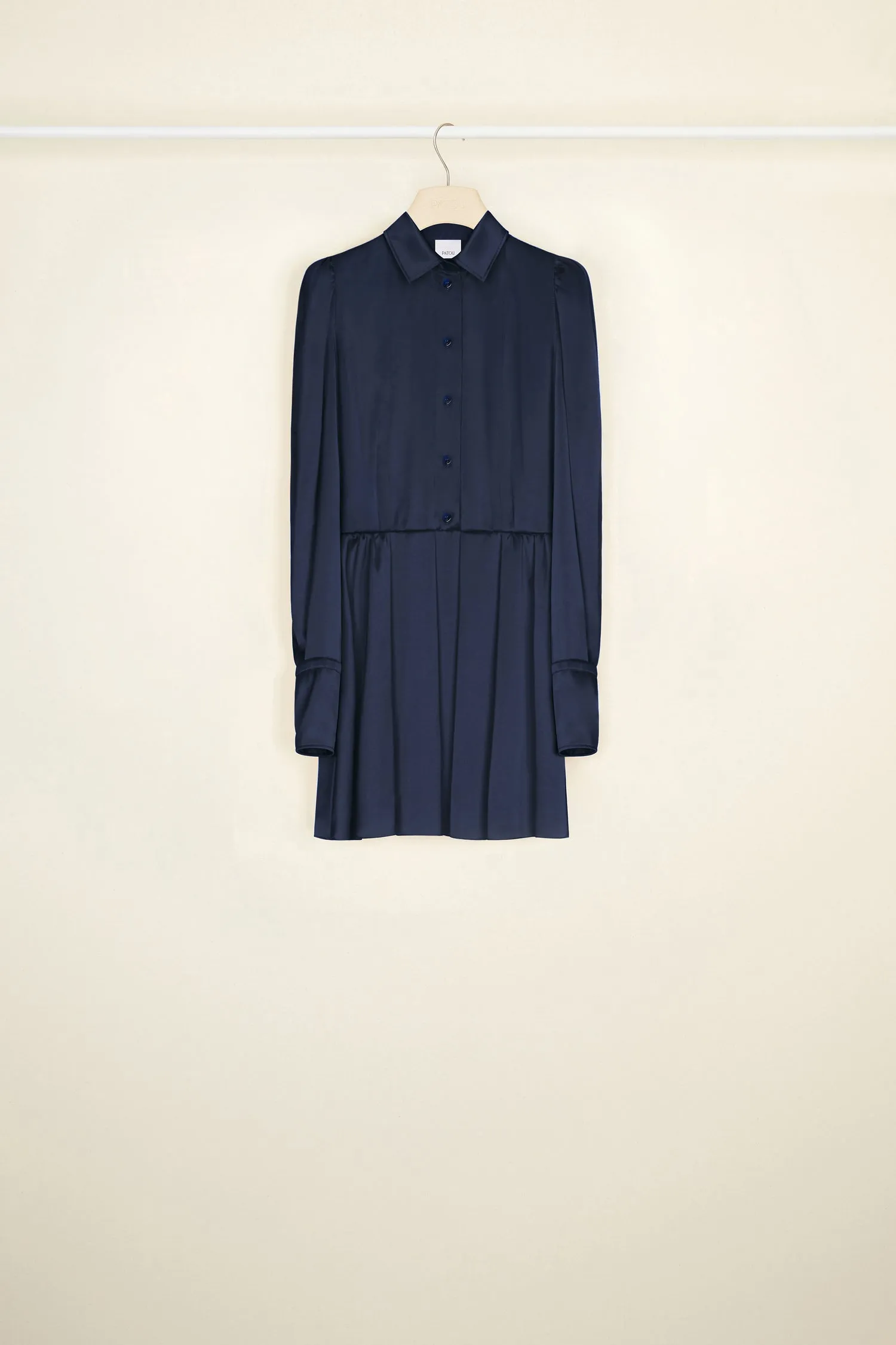 Pleated mini shirt dress