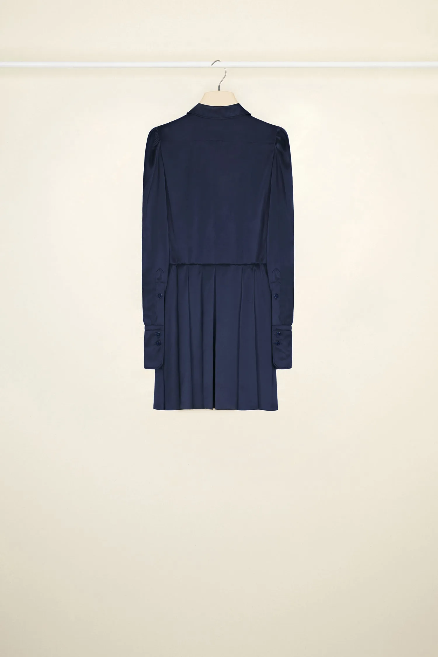 Pleated mini shirt dress