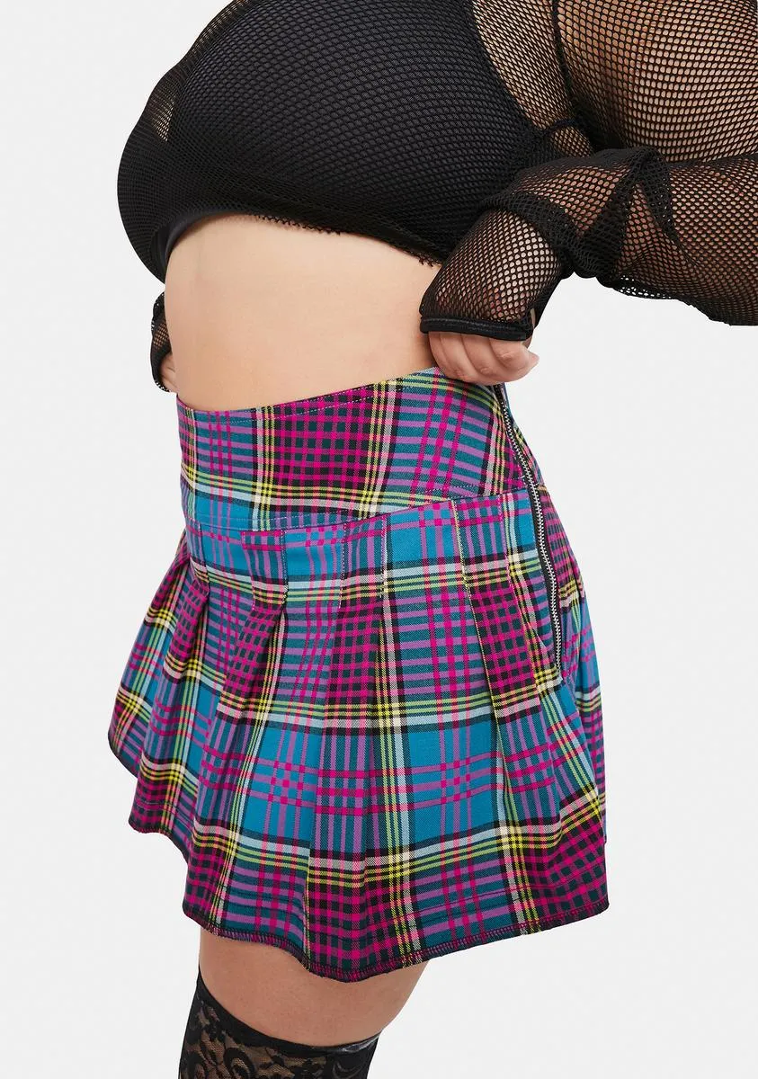 Plus Azure Chase The High Pleated Skirt