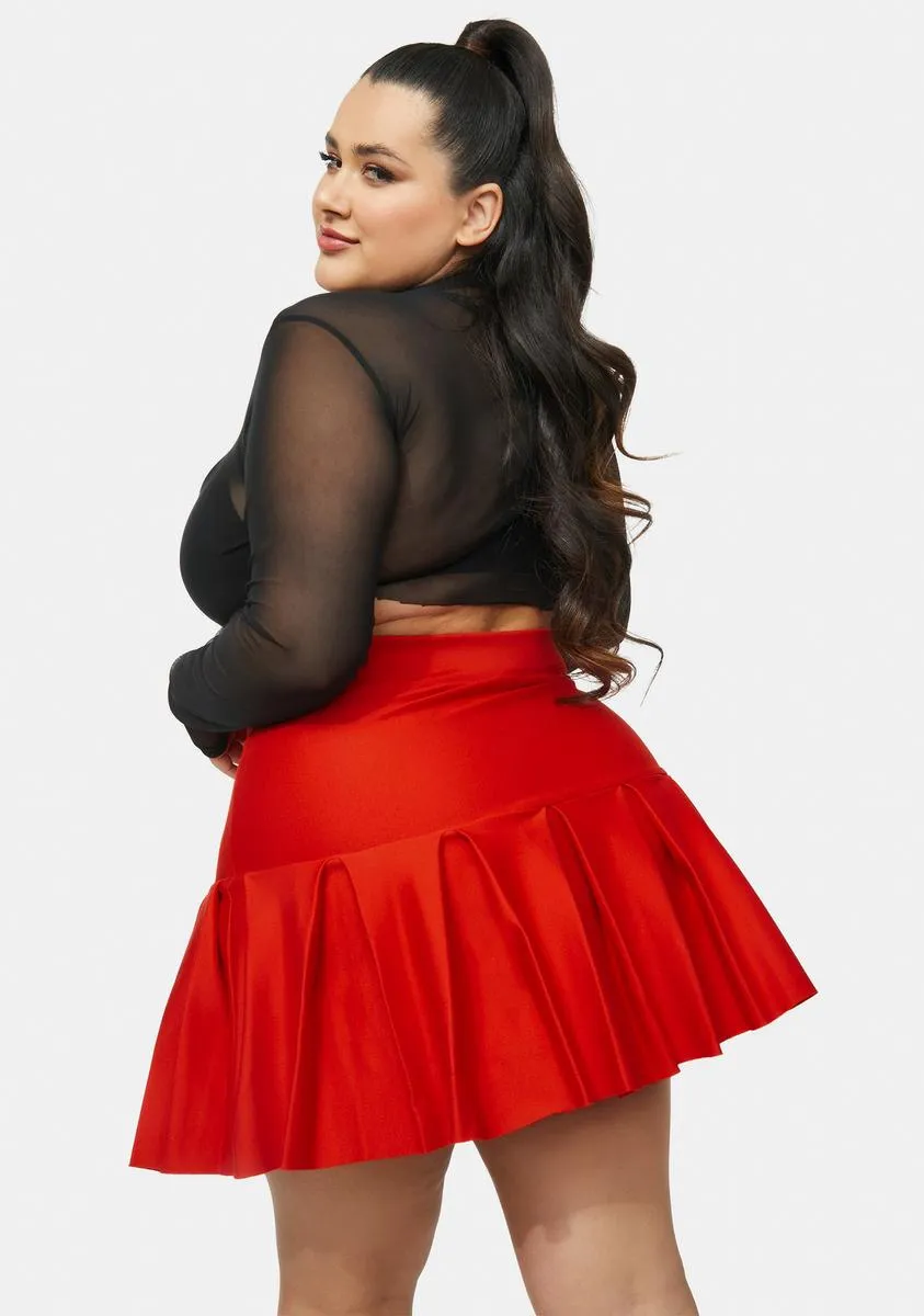 Plus Cherry Wicked Scholar Pleated Mini Skirt