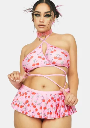 Plus Cherrylicious Pleated Skirt Set