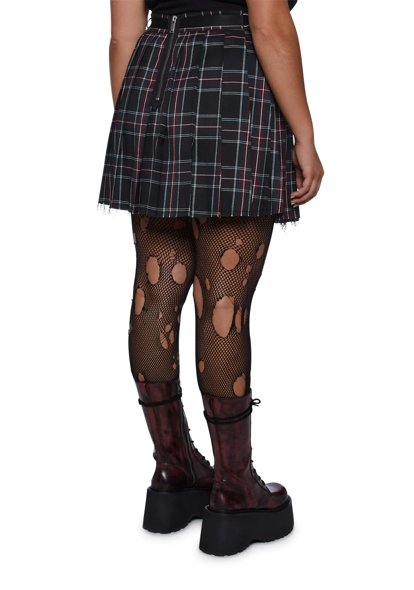 Plus Dress Code Plaid Skirt - Maroon