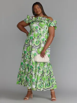 Plus Off-Shoulder Smocked Back Maxi Dress