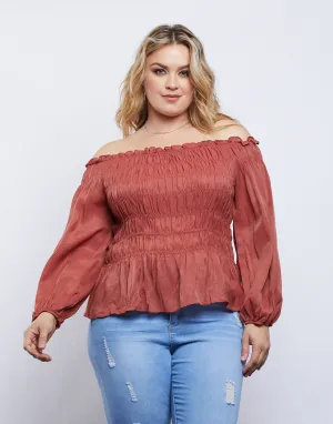 Plus Size Amy Smocked Long Sleeve Top
