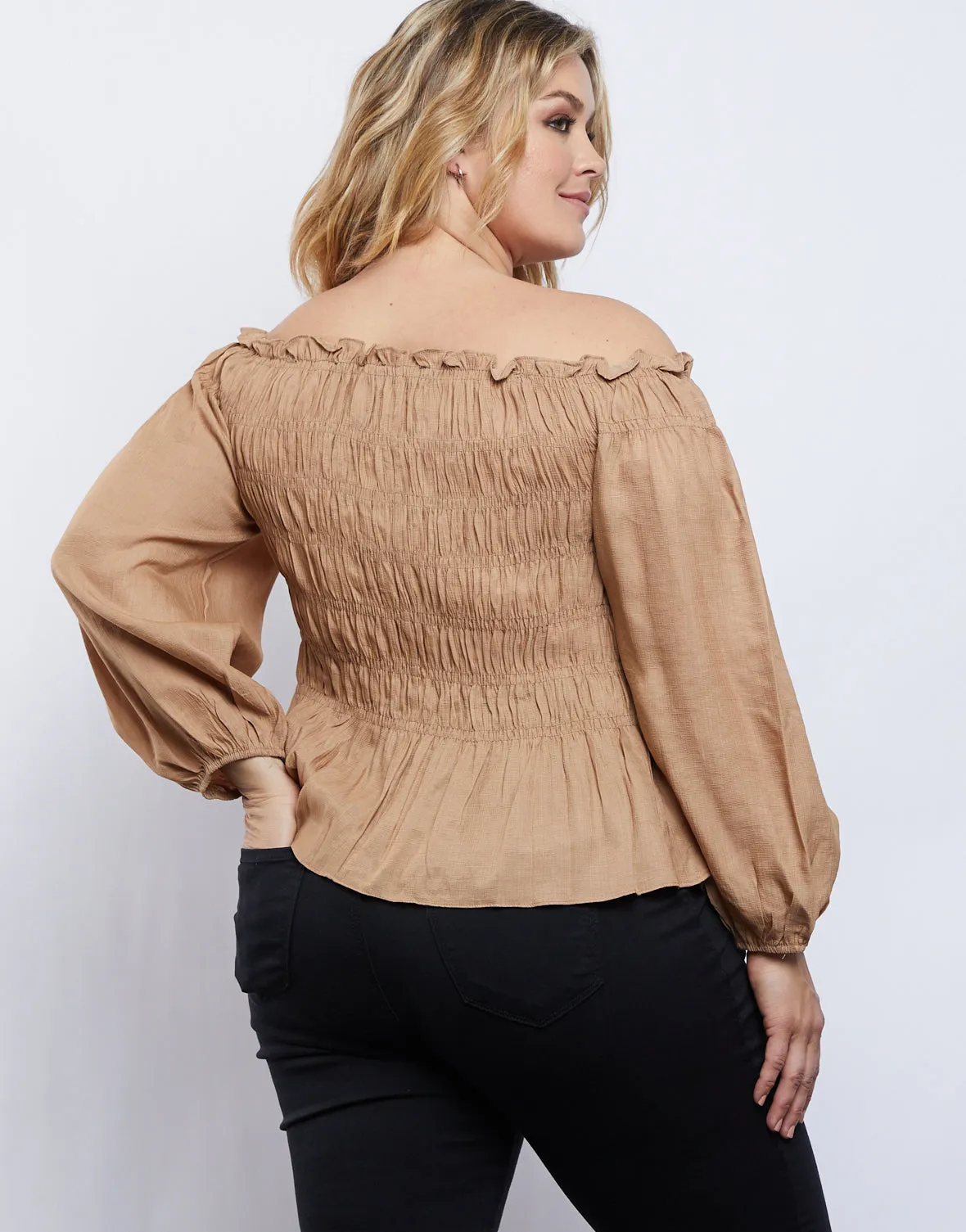 Plus Size Amy Smocked Long Sleeve Top