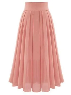 Plus Temperament Commute Size Skirt Solid Color High Waist Super Pleated Chiffon Dress